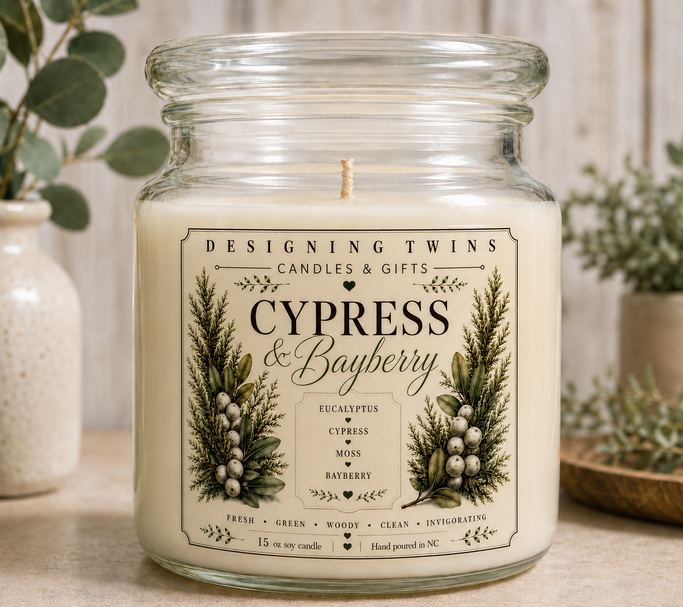 Cypress & Bayberry-15oz Soy Candle
