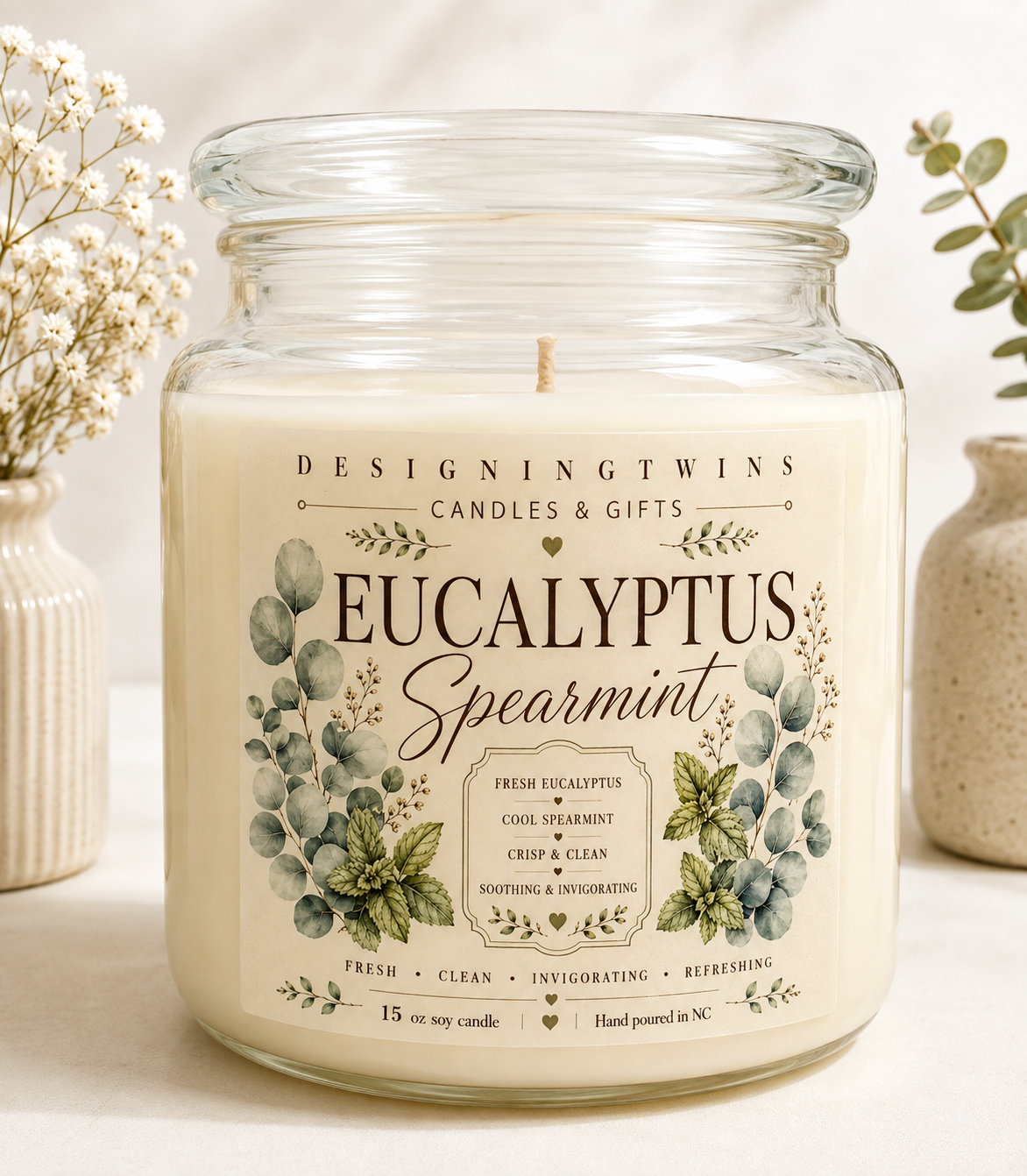 Eucalyptus Spearmint-15 oz Soy Candle