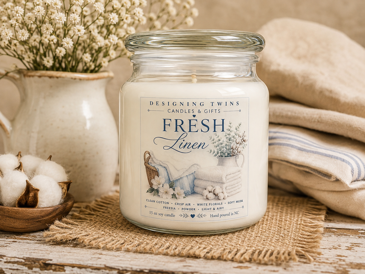 Fresh Linen-15 oz Jar Candle