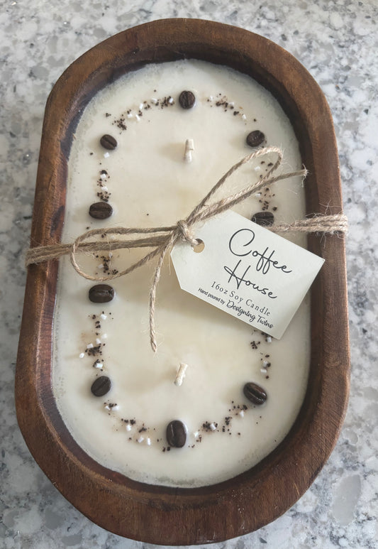 Coffee House Wood Bowl Candle