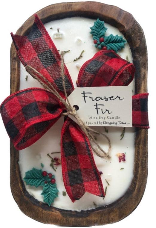 Fraser Fir Wood Bowl Soy Candle