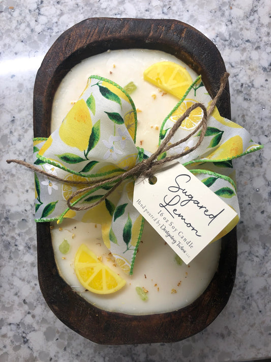 Sugared Lemon Wood Bowl Soy Candle