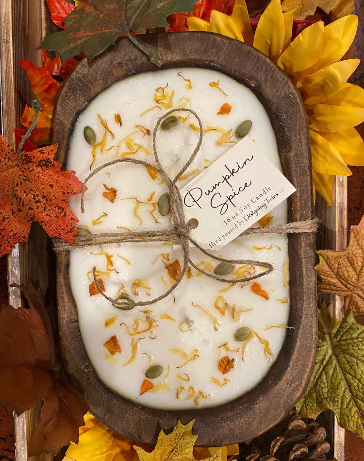 Pumpkin Spice Wood Bowl Candle
