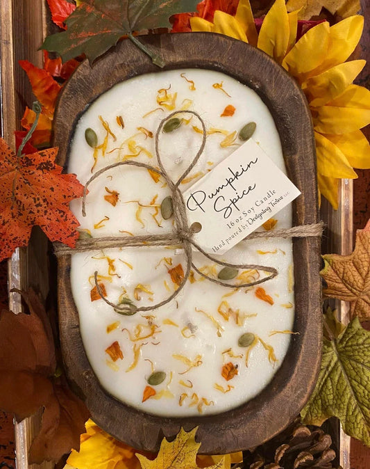 Pumpkin Spice Wood Bowl Candle