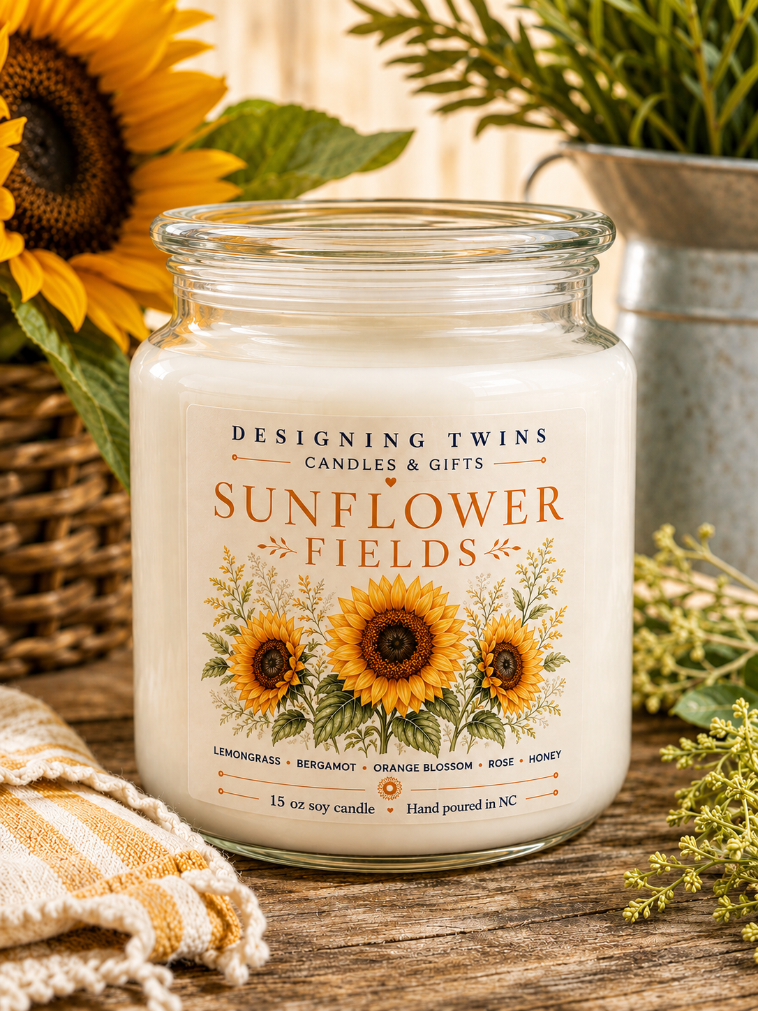 Sunflower Fields-15oz Soy Candle