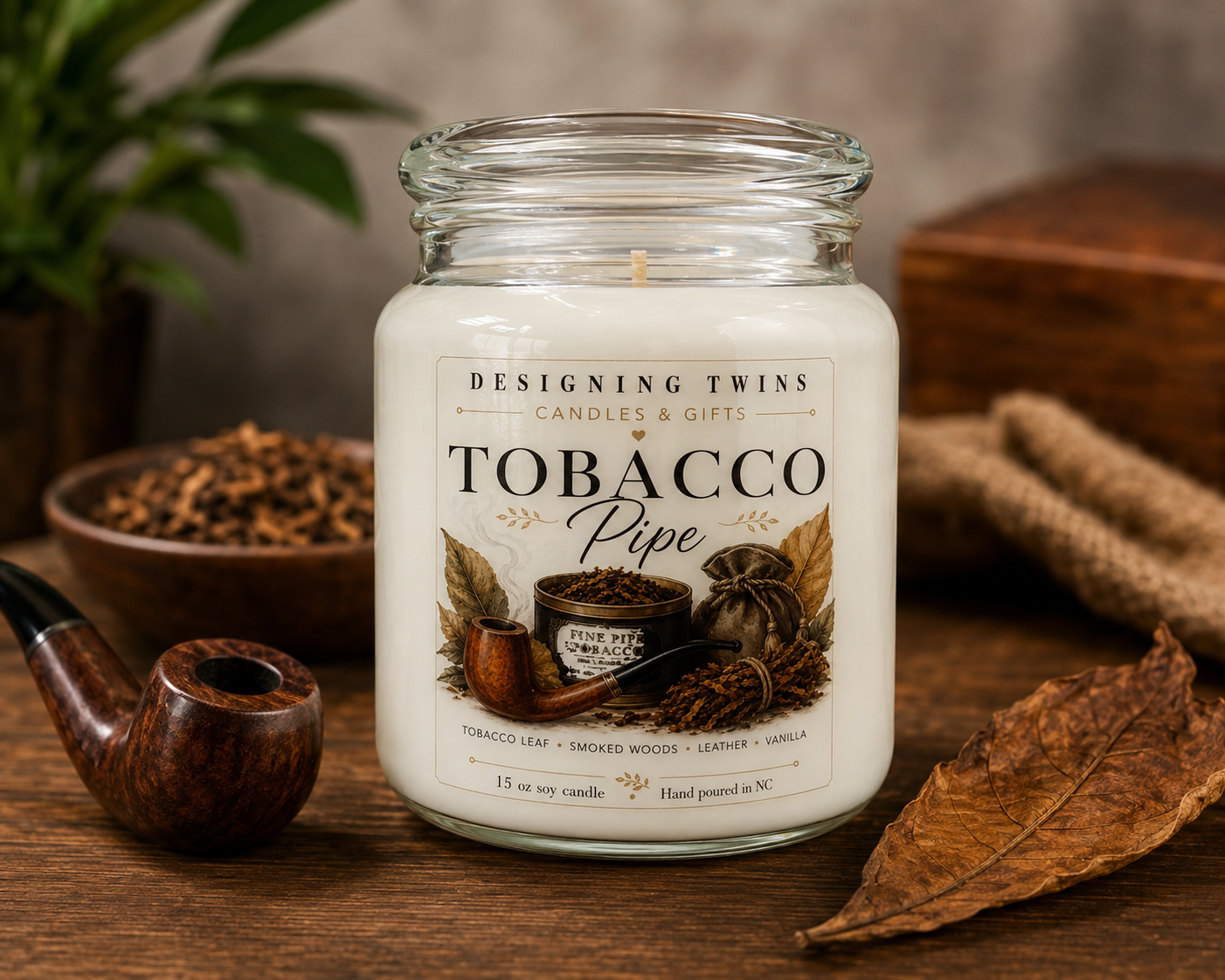 Tobacco Pipe-15oz Soy Candle
