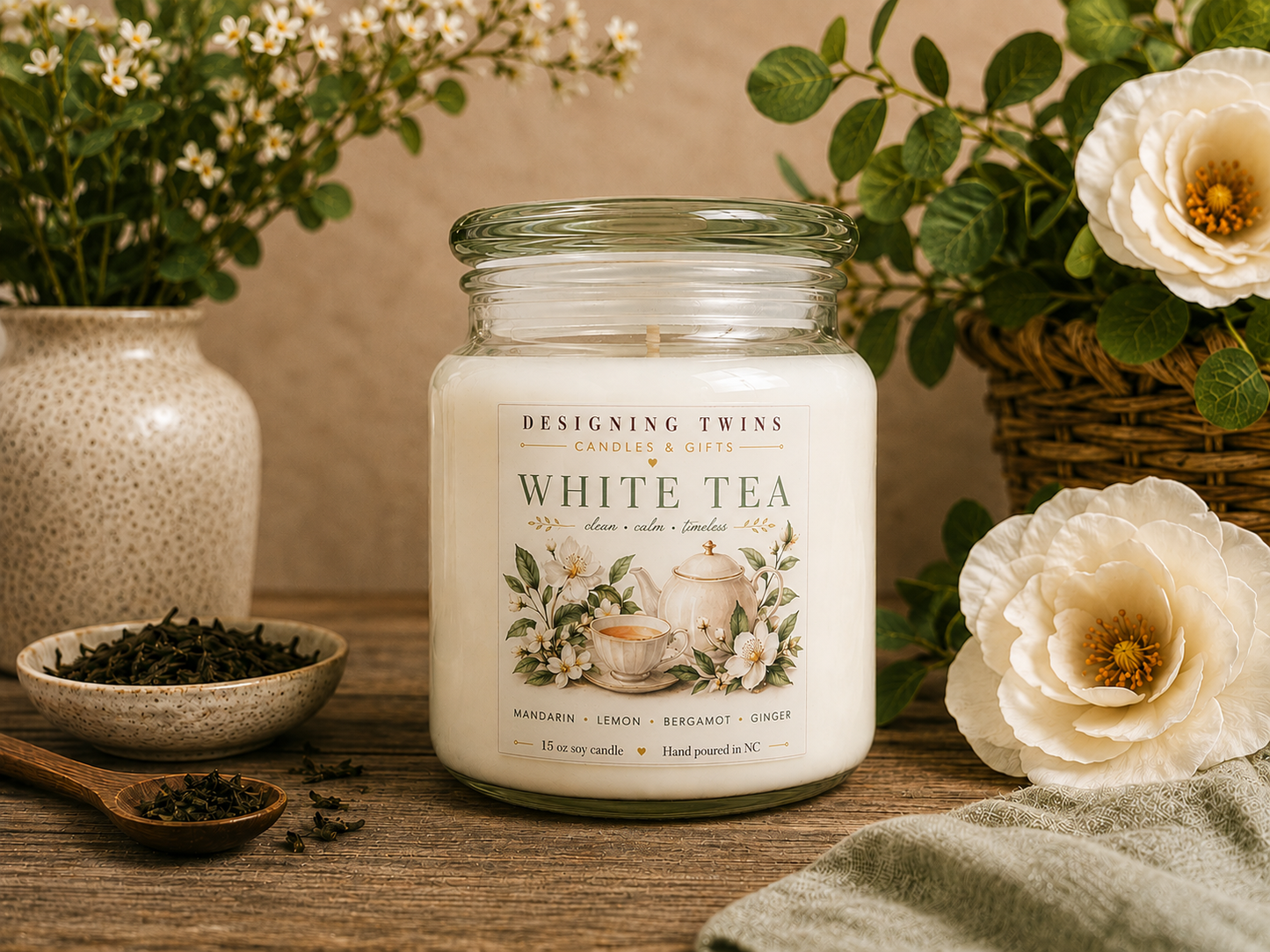White Tea-15 oz Soy Candle